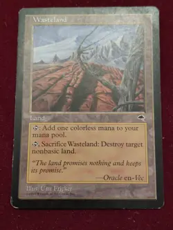 Wasteland Tempest 1997 MTG Land Card NM/EX Una Fricker - Image 1