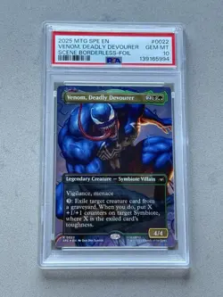 PSA 10 - Venom Deadly Devourer #22 FOIL Scene Borderless Showcase MTG Spider-man - Image 1