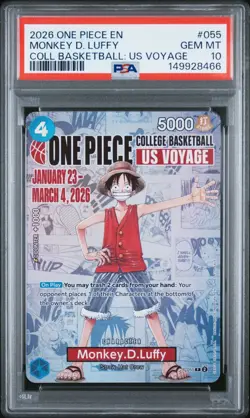 2026 ONE PIECE PROMOS COLLEGE BASKETBALL US VOYAGE MONKEY D. LUFFY PSA 10 - Image 1