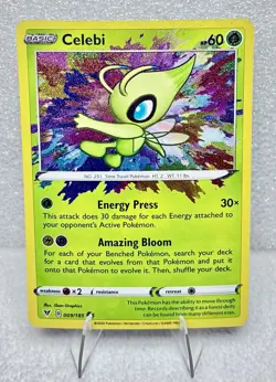 CELEBI 009/185 LP AMAZING RARE HOLO VIVID VOLTAGE POKEMON CARD TCG FREE SHIPPING - Image 1