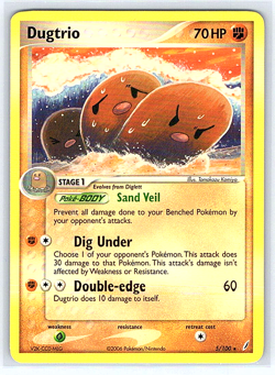 Dugtrio 5/100 Crystal Guardians NM/LP Pokemon Card - Image 1