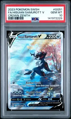 Hisuian Samurott V GG51/GG70 Special Art PSA 10 Pokemon Card Crown Zenith Gem Mt - Image 1