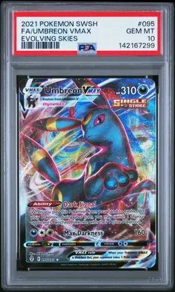 2021 POKEMON SWORD & SHIELD EVOLVING SKIES #095 FULL ART/UMBREON VMAX PSA 10 - Image 1