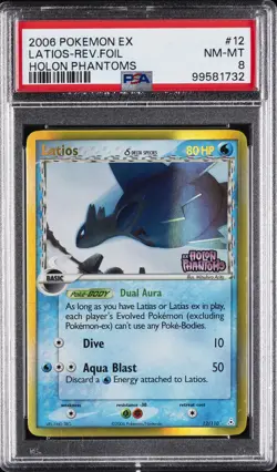 2006 POKEMON EX HOLON PHANTOMS #12 LATIOS-REVERSE FOIL PSA 8 - Image 1