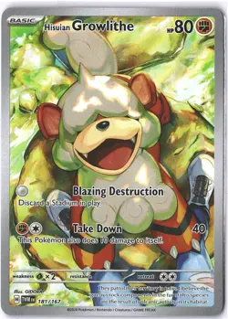 Pokemon TCG Hisuian Growlithe 181/167 Sv06: Twilight Masquerade Illustration NM - Image 1