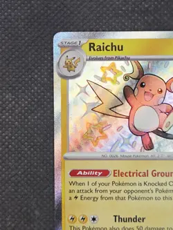 Pokemon Raichu 132/091 SV: Paldean Fates Shiny Rare Holo TCG English NM - Image 3