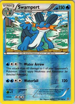 Swampert 35/160 Rare - Pokemon TCG XY: Primal Clash - Reverse Holo (LP) - Image 1