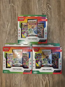 Pokemon First Partner Illustration Collection Series 1 (Lot of 3) SEALED IN HAND - Image 1
