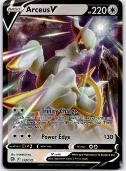 Pokemon TCG Arceus V 122/172 Swsh09 Brilliant Stars Holo Rare Lightly Played - Image 1