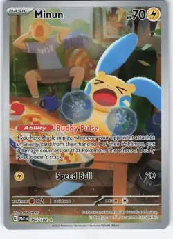 Minun - 194/182 Illustration Rare Holo SV04: Paradox Rift NM Pokemon - Image 1