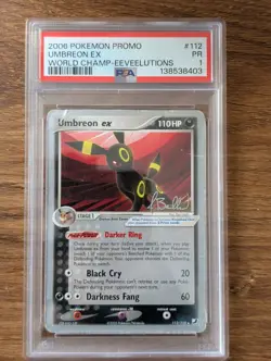 2006 Pokemon World Championship Deck PSA 1 Umbreon EX Non-holo 112 Unseen Forces - Image 1