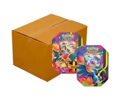Pokemon TCG Mega Charizard ex FACTORY SEALED CASE 6 Tin Case - Image 1