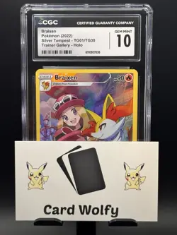 CGC 10 Braixen 2022 Pokemon Silver Tempest TG01/TG30 Trainer Holo - Image 3