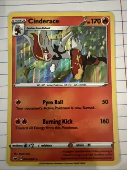 POKEMON CINDERACE 035/202 SWORD & SHIELD RARE HOLO NEAR MINT - Image 1