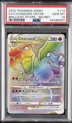 2022 POKEMON SWORD & SHIELD BRILLIANT STARS #174 FULL ART/CHARIZARD VSTAR PSA 10 - Image 1