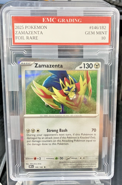 2025 ZAMAZENTA HOLO FOIL #146/182 Pokemon RARE Card GRADED 10 MINT - Image 1