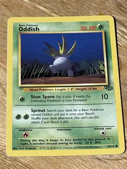 1995, 96, 98 base set Pokemon card Oddish #43 58/64 - Image 1
