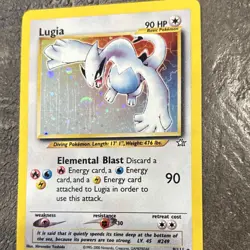Pokemon Lugia Neo Genesis Holo Rare 9/111 Unlimited 90 HP Elemental Blast Card - Image 5