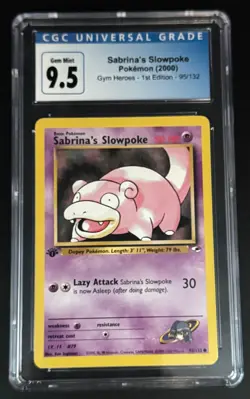 SABRINA'S SLOWPOKE 95/132 CGC 9.5 Gym Heroes 2000 1st Edition Pokemon Card - Image 1