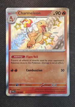 Charmeleon 110/091 Shiny Holo Rare Paldean Fates Shiny Vault NM Pokemon TCG - Image 1