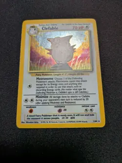 Pokemon TCG Clefable 1/64 HOLO Unlimited Rare Error No symbol Ships FAST - Image 1
