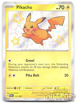 Pikachu 131/091 Shiny Rare Paldean Fates Pokemon NM - Image 1