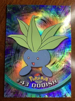 1999 Topps Pokemon TV #43 Oddish Rainbow Foil Blue Logo C - Image 1