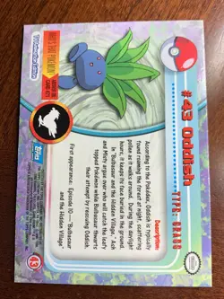 1999 Topps Pokemon TV #43 Oddish Rainbow Foil Blue Logo C - Image 3