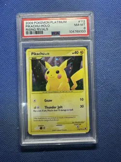 2009 POKEMON PIKACHU Holo #112 PLATINUM RISING RIVALS PSA 8 JUNGLE REMAKE - Image 1