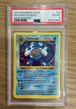 1999 Pokemon Base Set Poliwrath Holo Shadowless #13 PSA 6 EX – MT Vintage WOTC - Image 1