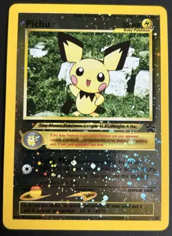 Pokemon TCG Pichu 35/53 Wotc Promo Reverse Holo Promo Black Star NM SWIRL - Image 1