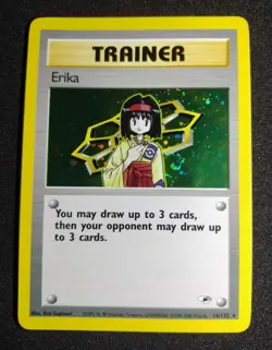 Pokemon TCG Erika Trainer Holo Rare Gym Heroes 16/132 Wizards English Unlimited - Image 1