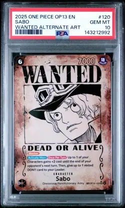One Piece Carrying on His Will Wanted Poster Sabo OP13-120 Alternate Art PSA 10 - Image 1