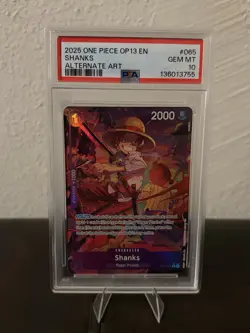 2025 ONE PIECE OP13-CARRYING ON HIS WILL ALTERNATE ART #065 SHANKS PSA 10 - Image 1