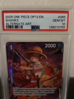 2025 ONE PIECE OP13-CARRYING ON HIS WILL ALTERNATE ART #065 SHANKS PSA 10 - Image 3