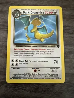 Dark Dragonite Pokemon Card 1995 Non Holo 22/82 ungraded - Image 1