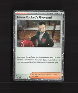 Team Rocket's Giovanni 174/182 Destined Rivals Cosmos Holo SWIRL Pokemon Card NM - Image 1
