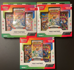 Pokemon TCG First Partner Illustration Collection Box Series 1 (LOT OF 3 SEALED) - Image 1