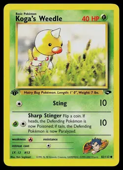 Pokemon Card - Koga's Weedle Gym Challenge 82/132 Common 1st Edition - Image 1