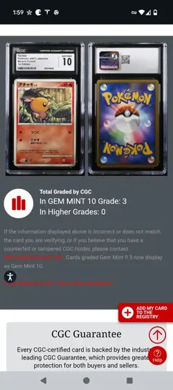 (TOP POP 3) CGC 10 GEM MINT Pokemon Moonlit Pursuit Torchic Japanese DPBP#305 - Image 4