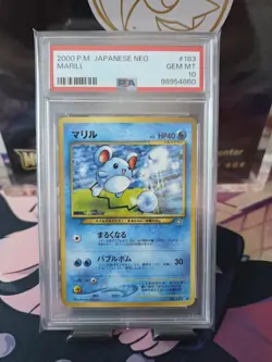 Pokemon 2000 P.M. Japanese Neo Marill PSA 10! Pop 38 - Image 1
