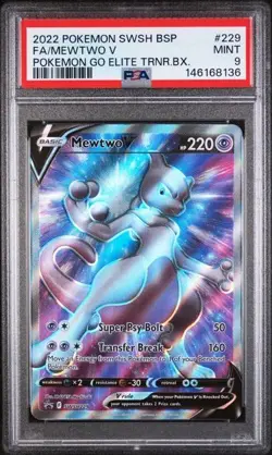 Mewtwo V 229 Pokemon TCG 2022 Ultra Rare Holo Pokemon Go Promo PSA 9 Mint - Image 1