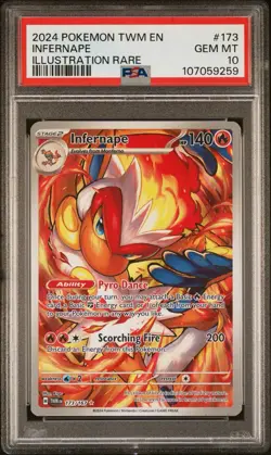 2024 POKEMON TWM EN-TWILIGHT MASQUERADE ILLUSTRATION RARE #173 INFERNAPE PSA 10 - Image 1