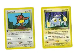 NM Pokemon card Neo Genesis Chinchou 55 Hoothoot 60 near mint 55/111 60/111 - Image 1