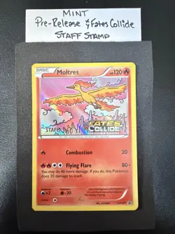 Moltres Prerelease Staff Stamp XY127 XY Fates Collide Pokemon Mint PSA 10 Gem - Image 1