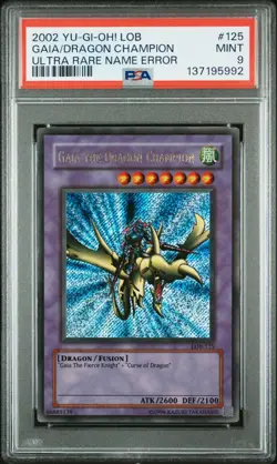 Gaia the Dragon Champion LOB-125 Unlimited Name Error - PSA 9 - Image 1