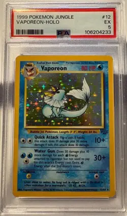1999 Pokemon Jungle - Vaporeon Holo #12 - PSA 5 - Image 1