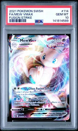 2021 POKEMON SWORD & SHIELD FUSION STRIKE #114 FULL ART/MEW VMAX PSA 10 - Image 1