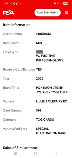 Pokemon Journey Together Lillie's Clefairy ex 184/159 Rare Holo PSA 9 - Image 4