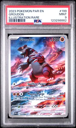 2023 POKEMON PAR EN-PARADOX RIFT ILLUSTRATION RARE #199 GROUDON PSA 9 - Image 1